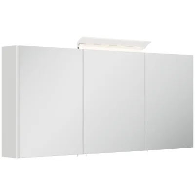 Spiegelschrank 140cm inkl. Design LED-Lampe und Glasböden weiss hochglanz