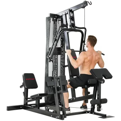 SPORTNOW Kraftstation Fitnessstation mit Latzug Butterflystange 65kg Gewichten Seil