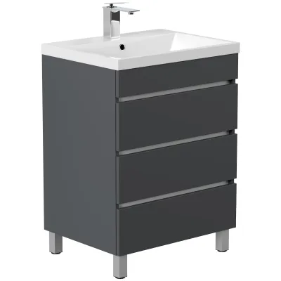 Stand Badmöbel Fellini 60 SoftClose eiche gold mit drei grifflosen Schubladen