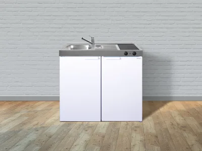 Stengel Küchen Kitchenline MK 100 weiß - Glaskeramikkochfeld links