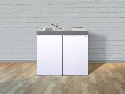 Stengel Küchen Kitchenline MK 100 weiß - ohne Kochfeld rechts, Becken links