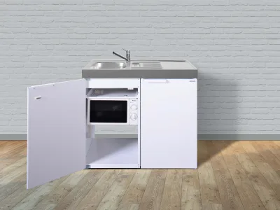Stengel Küchen Kitchenline MKM 100 weiß - ohne Kochfeld rechts Becken links