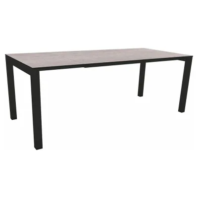 Stern Ausziehtisch 160/210x90 cm Aluminium schwarz matt Tischplatte Silverstar Stone light