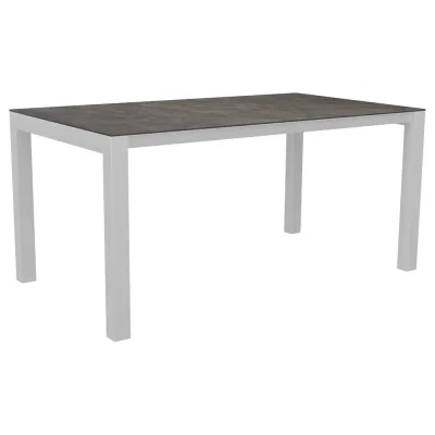 Stern Ausziehtisch 160/210x90 cm Aluminium weiß mit Tischplatte Silverstar Stone