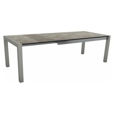 Stern Ausziehtisch 174/254x90 cm Aluminium graphit Tischplatte Silverstar Slate stone