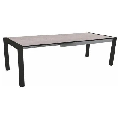 Stern Ausziehtisch 174/254x90 cm Aluminium schwarz matt Tischplatte Silverstar Stone light