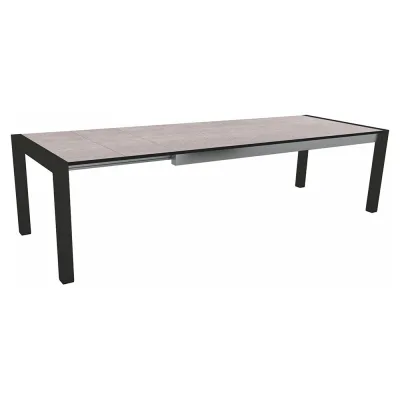Stern Ausziehtisch 214/294x100 cm Aluminium schwarz matt Tischplatte Silverstar Stone light