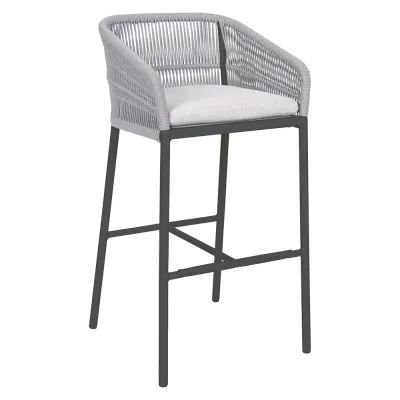 Stern Barsessel Jella Aluminium anthrazit Kordel Stone Kissenset 100% Polyacryl perlgrau
