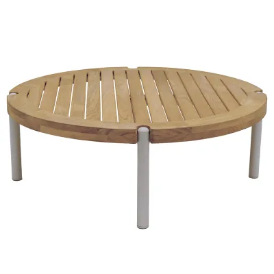 Stern Beistelltisch Taro Ø 80x28 cm Aluminium greige Teak
