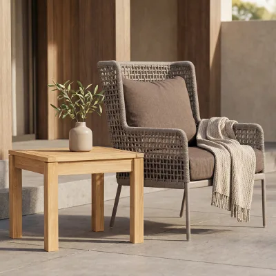 Stern GRETA Aluminium Set 2-teilig Greta Aluminium champagner mit einem Lounge Sessel und einem Beistelltisch 45x45x45 cm