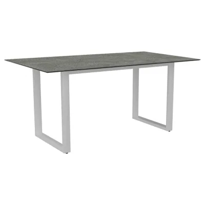 Stern Kufentisch 160x90 cm Aluminium weiß mit Tischplatte Silverstar 2.0 Dekor Flint