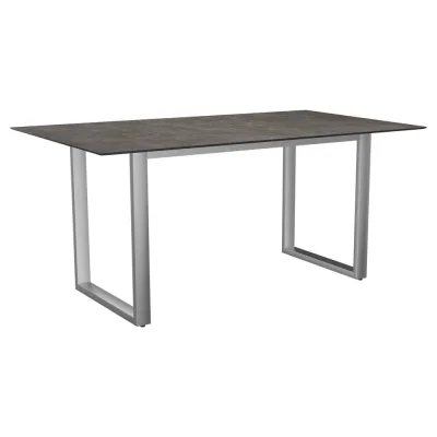 Stern Kufentisch 160x90 cm Edelstahl mit Tischplatte Silverstar 2.0 Dekor Stone