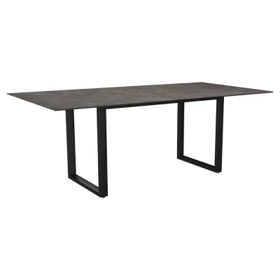 Stern Kufentisch 200x100 cm Aluminium anthrazit mit Tischplatte Silverstar 2.0 Dekor Stone