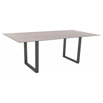 Stern Kufentisch 200x100 cm Aluminium anthrazit Tischplatte Silverstar 2.0 Stone light