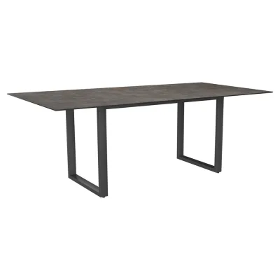 Stern Kufentisch 200x100 cm Aluminium graphit mit Tischplatte Silverstar 2.0 Dekor Stone