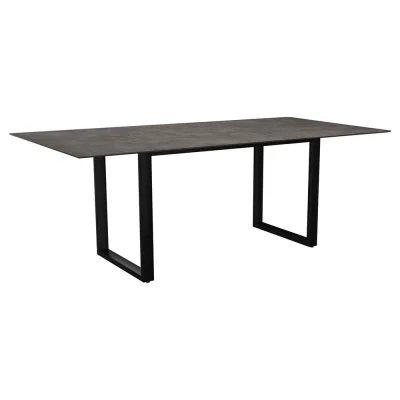 Stern Kufentisch 200x100 cm Aluminium schwarz matt mit Tischplatte Silverstar 2.0 Dekor Stone