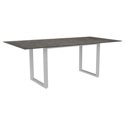 Stern Kufentisch 200x100 cm Aluminium weiß mit Tischplatte Silverstar 2.0 Dekor Stone