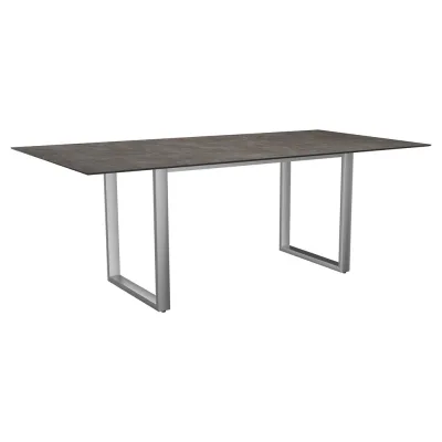 Stern Kufentisch 200x100 cm Edelstahl mit Tischplatte Silverstar 2.0 Dekor Stone