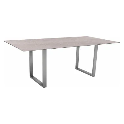 Stern Kufentisch 200x100 cm Edelstahl Tischplatte Silverstar 2.0 Stone light