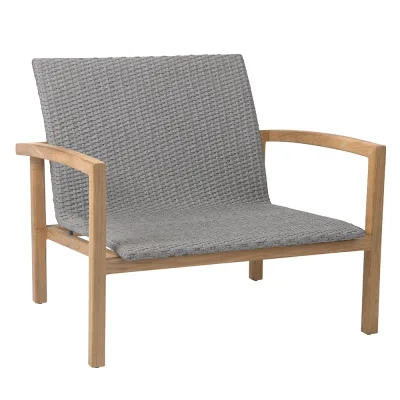 Stern LEAH Lounge-Sessel Teak natur mit Synthetikfaser steingrau und Teakarmlehnen
