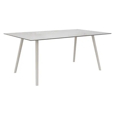 Stern Tisch 180x100 cm Interno Rundrohr konisch Aluminium greige Tischplatte Silverstar 2.0 Zement hell