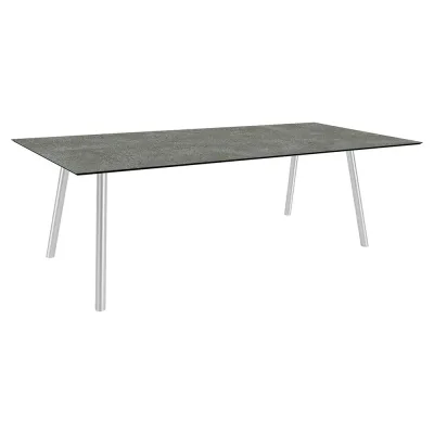 Stern Tisch 220x100cm Interno Rundrohr Edelstahl Tischplatte Silverstar 2.0 Flint