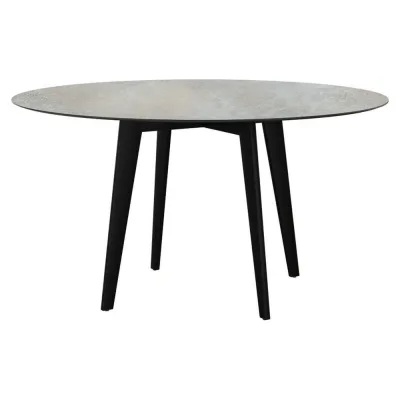 Stern Tisch Ø 134 cm Aluminium schwarz matt Tischplatte Silverstar 2.0 Quartz