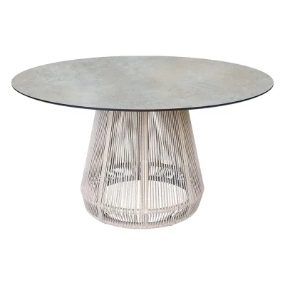 Stern Tisch Rhoda Ø 134 cm Aluminium greige Kordel greige Tischplatte Silverstar 2.0 Quartz