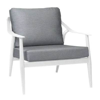 Stern VANDA Lounge Sessel Alu weiß mit Polsterung seidengrau aus 100% Polyacryl