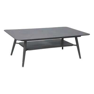 Stern VANDA Lounge Tisch Alu anthrazit mit Tischplatte Silverstar 2.0 Dekor Dark Marble und Ablagefach