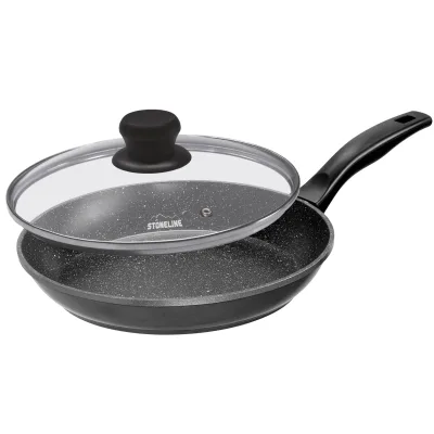 Stoneline Bratpfanne 26 cm, mit Griff, Induktion, Aluguss, Pfanne mit echten Steinpartikeln beschichtet, Ohne Fett oder Öl kochen, braten und schmoren