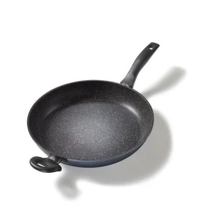STONELINE Bratpfanne 32 cm, Pfanne Induktion geeignet, Pfanne mit echten Steinpartikeln beschichtet, Brat- & Universalpfannen aus Aluguss, große Pfanne