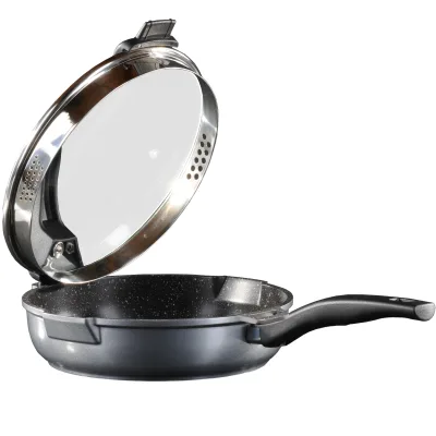 Stoneline Future Schmorpfanne 28 cm, mit Siebglasdeckel, hoher Rand, Induktion, Aluguss, Antihaft beschichtet mit echten Steinpartikeln, Pfanne 28 cm hoher Rand