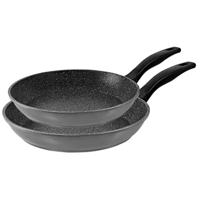 Stoneline Pfannenset 2 teilig, 20/28 cm, Antihaft beschichtete Pfanne mit echten Steinpartikeln, Pfanne Induktion und backofengeeignet, grau, zum Öl und Fett freiem Braten