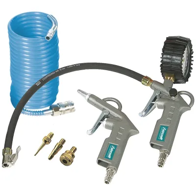 Aircraft Druckluftset 6-tlg. / Set mit Ausblaspistole Reifenfüllmessgerät