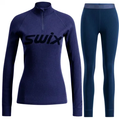 Swix RaceX Merino Hose/Half Zip Set, Damen, navy