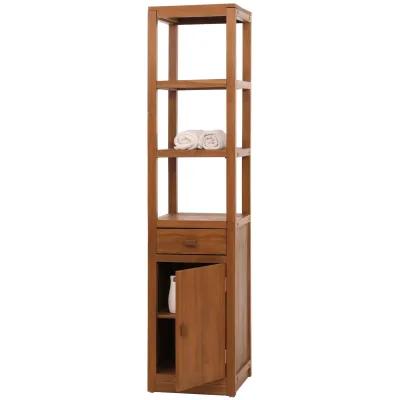 Teak-Regal MCW-M86, Badschrank Badregal Badezimmer, hochwertiges B-Grade-Teak (Kernholz, 20-30 Jahre), 180x40cm