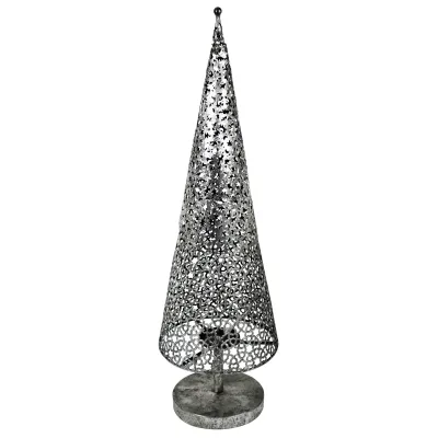 Teelichthalter Baum, Silber, Metall