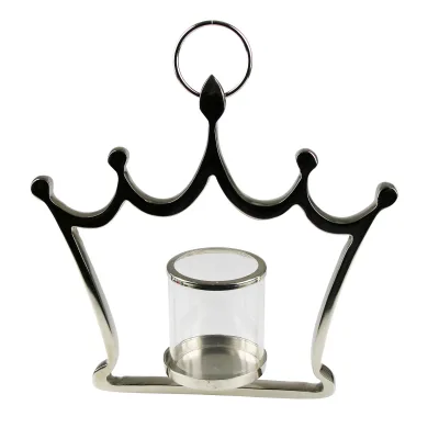 Teelichthalter Krone, zum Hängen, Silber, Aluminium