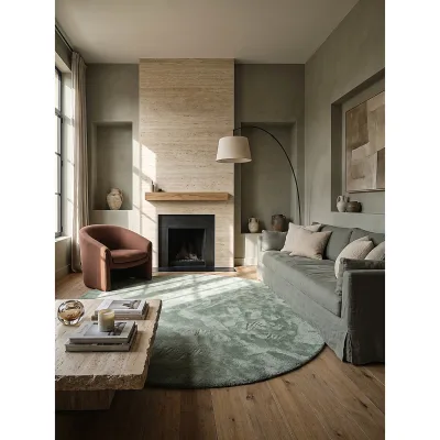 Teppich Antirutsch Grün 120x120 cm - ALDAN   Kadima Design