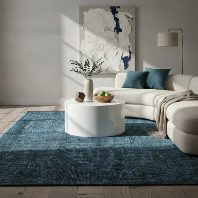 Teppich aus Baumwolle Waschbar KOFEL in Blau, einfarbig, 80 x 150 cm