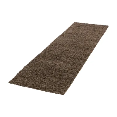 Teppich Hochflor RHEIN in Braun, einfarbig, 80 x 250 cm