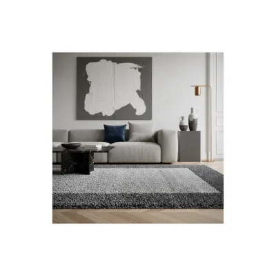 Teppich Hochflor RHEIN in Grau, mit Bordüre, 300 x 400 cm