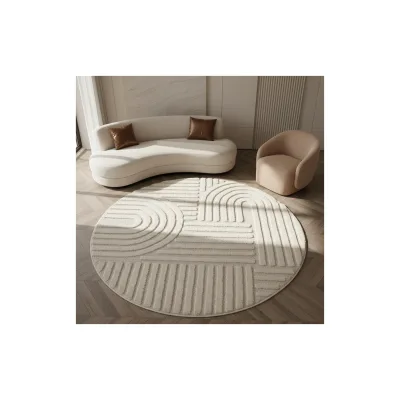 Teppich Hochflor RIGI in Creme, im Skandi-Boho-Stil, Ø 160 cm