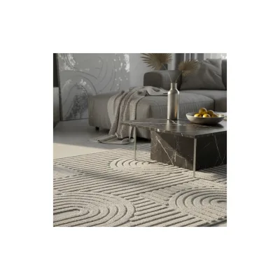Teppich Hochflor RIGI in Silber, im Skandi-Boho-Stil, 280 x 370 cm