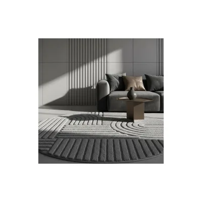 Teppich Hochflor RIGI in Silber, im Skandi-Boho-Stil, Ø 80 cm