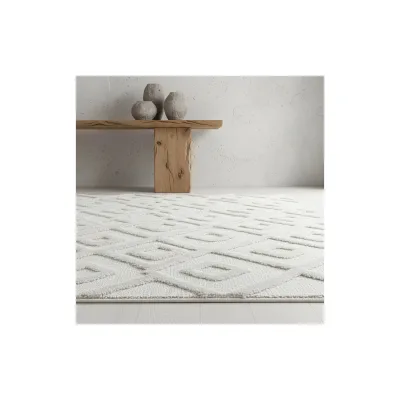 Teppich Hochflor TALFER in Creme, geometrisch, 60 x 110 cm