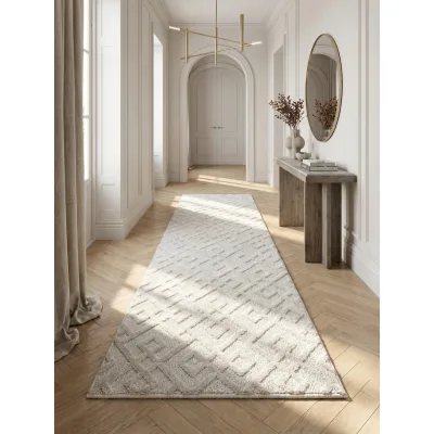 Teppich Hochflor TALFER in Creme, geometrisch, 80 x 250 cm