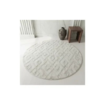 Teppich Hochflor TALFER in Creme, geometrisch, Ø 200 cm