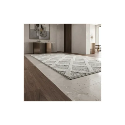 Teppich Hochflor TALFER in Grau, im Boho-Stil, 80 x 250 cm